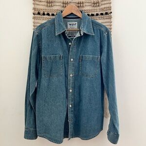 Vintage / Y2K 90s Levi's Blue Denim Long Sleeve Shirt Fall Transition Western